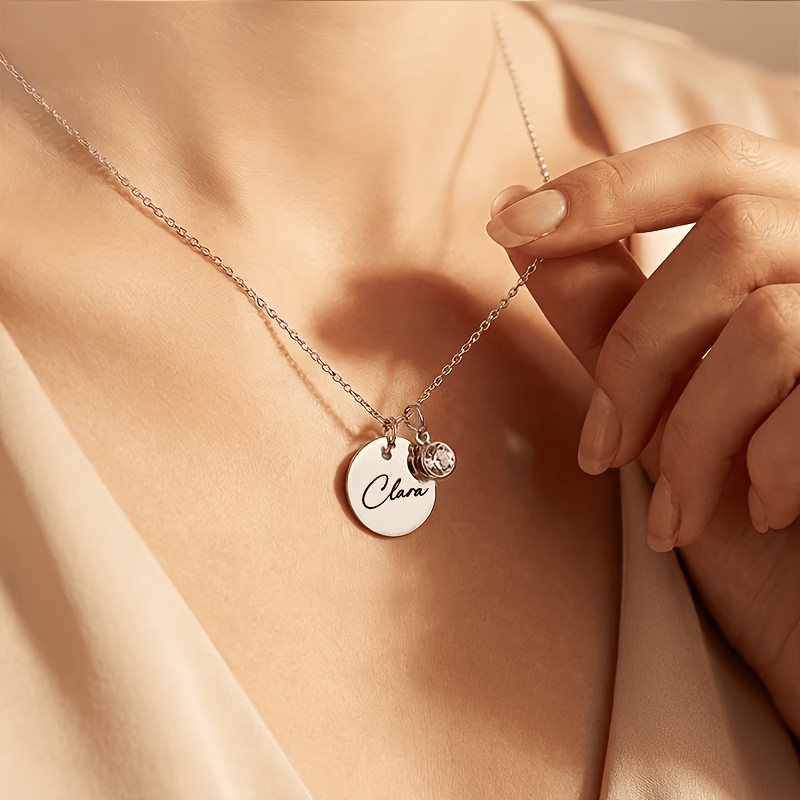 Personalized Stainless Steel Birthstone Name Necklace, Unique Gift